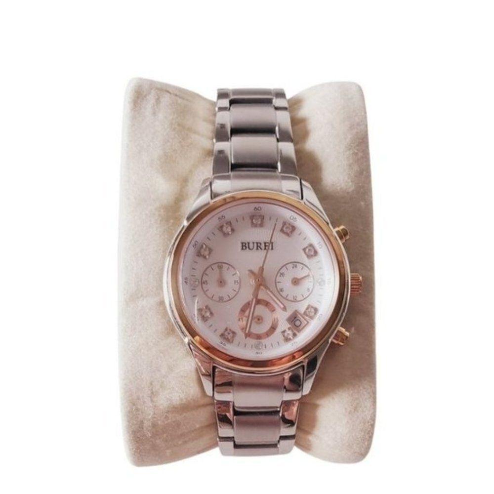 Burei Luxury Auto Date Display Gold Quartz Analog Watch Guc
